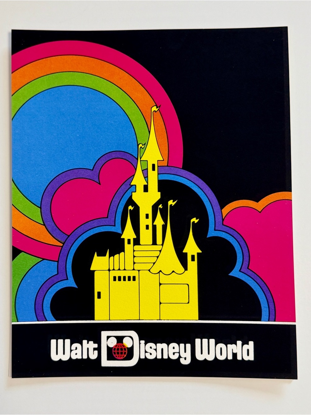 🌈 Vintage Walt Disney World Retro Rainbow Cinderella Castle Art Print 9x11 🌈